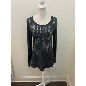 Apt. 9 Gray Long Sleeve Sequin Front Top Size Medium